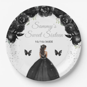Prato De Papel Princesa de Pele Morena Preta Sweet Sixteen