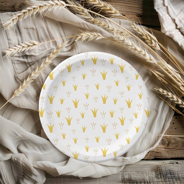 Prato De Papel Princesa Dourada Coroa (Criador carregado)