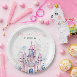 Prato De Papel Princesa Festa de aniversário, Princesa Castle Bir