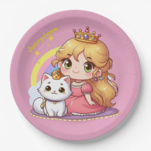 Princesa fofa personalizável com Gato Branco