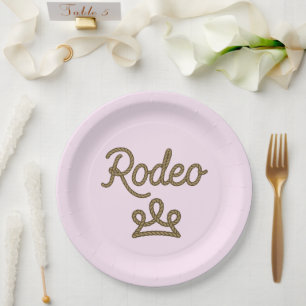 Prato De Papel Princesa Rodeio País Ocidental Tiara Coroa Rosa