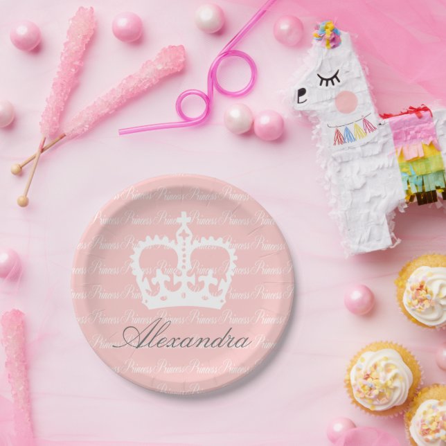 Prato De Papel Princesa rosa-n-branca (Festa)