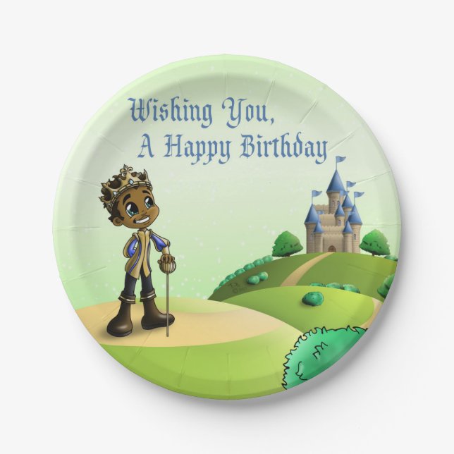 Prato De Papel Príncipe Americano Africano Birthday (Frente)