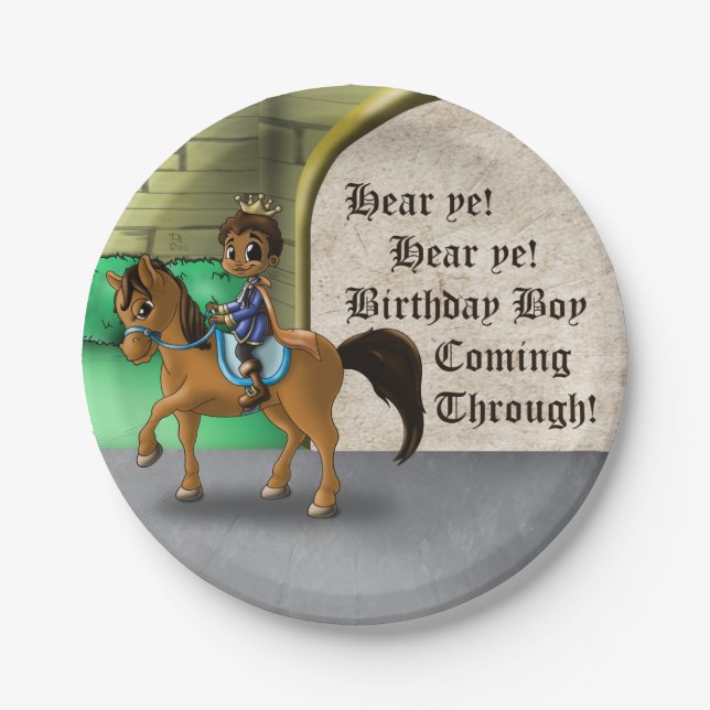 Prato De Papel Príncipe Negro Birthday (Frente)