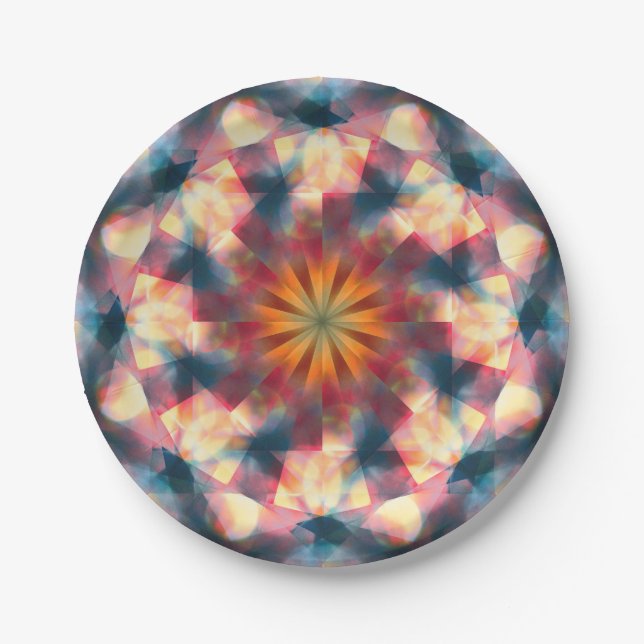 Prato De Papel Prismático Caleidoscópico Psicodélico Mandala (Frente)