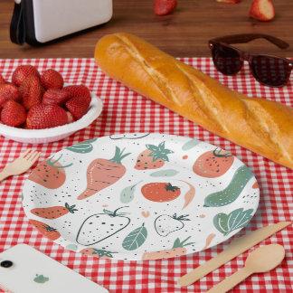 Prato De Papel Produtos hortícolas desenhados à mão