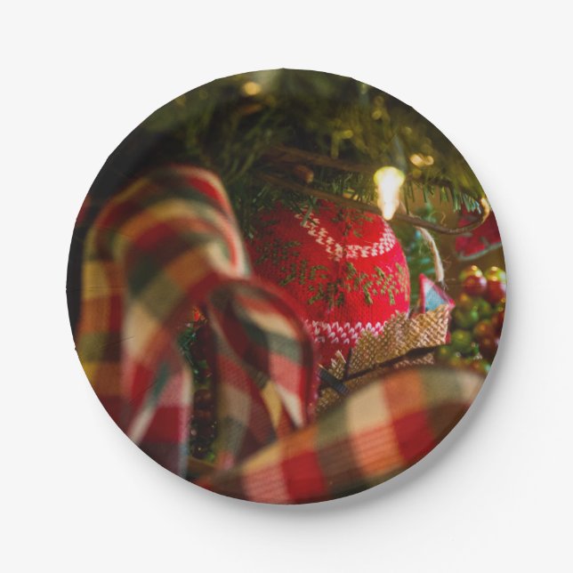 Prato De Papel Profundidade De Uma Árvore De Natal (Frente)