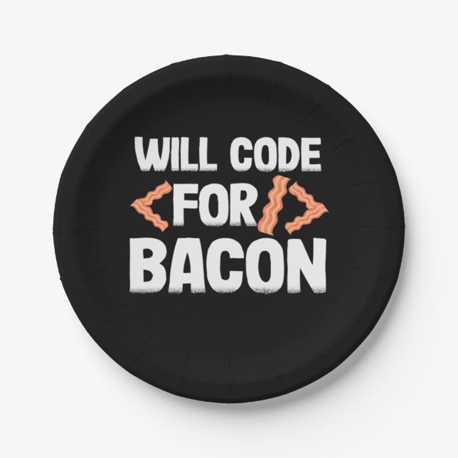 Prato De Papel Programador Codificará Para Bacon (Frente)