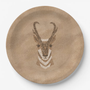 Prato De Papel Pronghorn Antelope Placas de Papel de Face