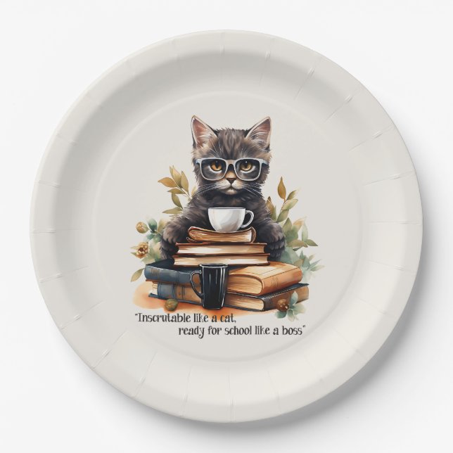 Prato De Papel Pronto Para A Escola Como Um Chefe (Frente)