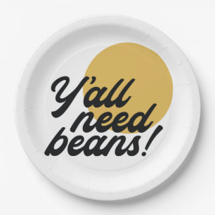 Prato De Papel Protocolo de Bean Retro 'Y'all Need Beans'