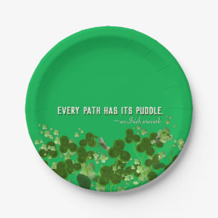 Prato De Papel Provérbio irlandês com sorte em shamrocks