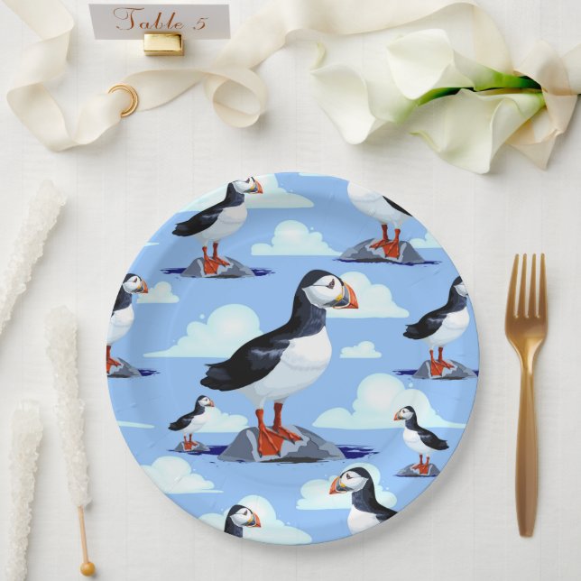 Prato De Papel Puffin Cute Atlantic Seabird (Casamento)