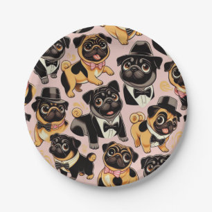 Prato De Papel Pug de Cueca Sem Costura Retroativa