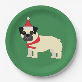 Prato De Papel Pug do Natal