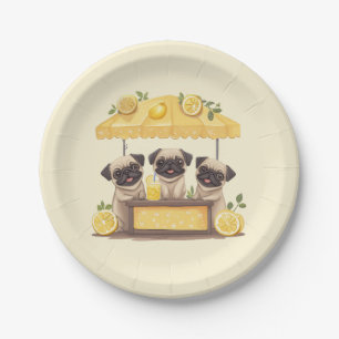 Prato De Papel Pug Dogs Lemonade Stand