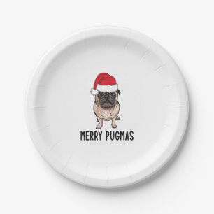 Prato De Papel Pug Feliz Natal Pug Feliz Pugmas