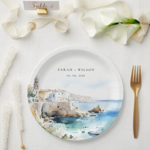 Prato De Papel Puglia, Itália Paisagem Aquarela Casamento