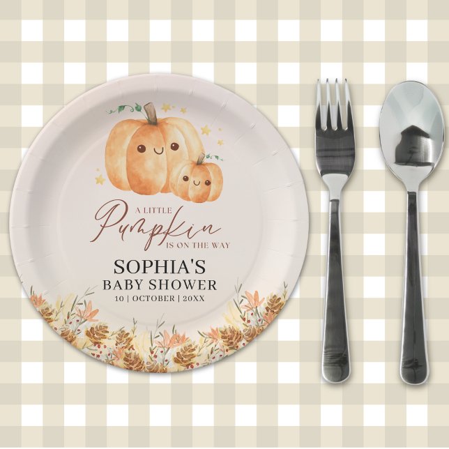 Prato De Papel Pumpkin Baby Shower – Fall Theme Disposable (Criador carregado)
