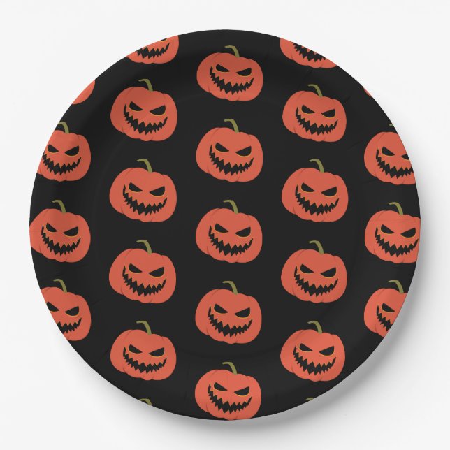 Prato De Papel Pumpkin Black & larange Halloween (Frente)
