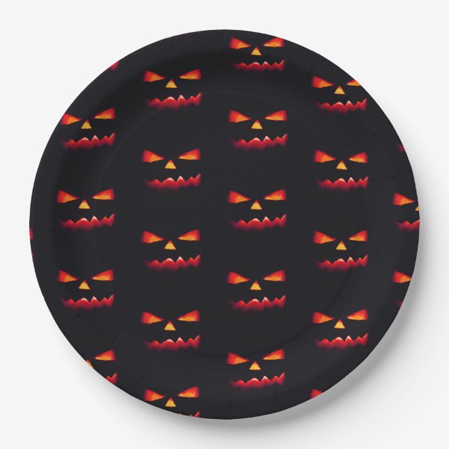 Prato De Papel Pumpkin Black & larange Halloween (Frente)