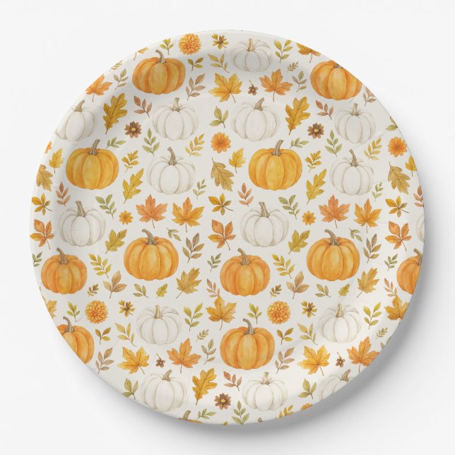 Prato De Papel Pumpkin Bonito | Ação de Graças (Frente)