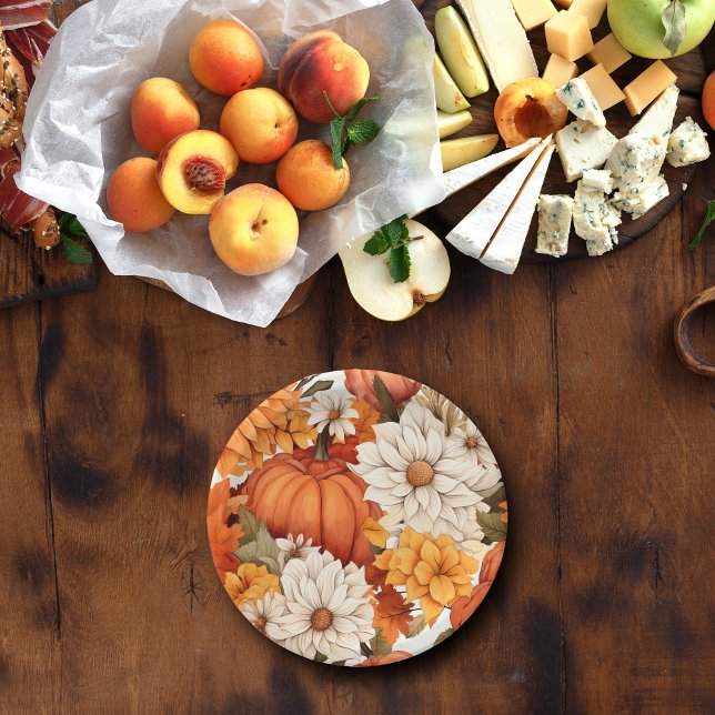 Prato De Papel Pumpkin Floral (Criador carregado)