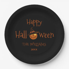 Prato De Papel Pumpkin Happy Halloween Personalizado