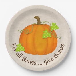 Prato De Papel Pumpkin Laranja no Burlap