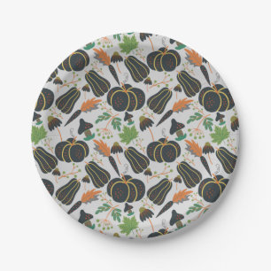 Prato De Papel Pumpkin - padrão sem costura cenoura preto e branc