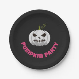 Prato De Papel Pumpkin Paper Plate With Pumpkin Party Text