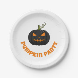 Prato De Papel Pumpkin Paper Plate With Pumpkin Party Text