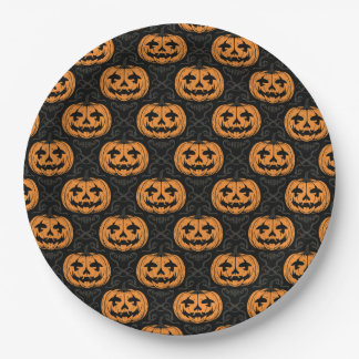 Prato De Papel Pumpkin Skull