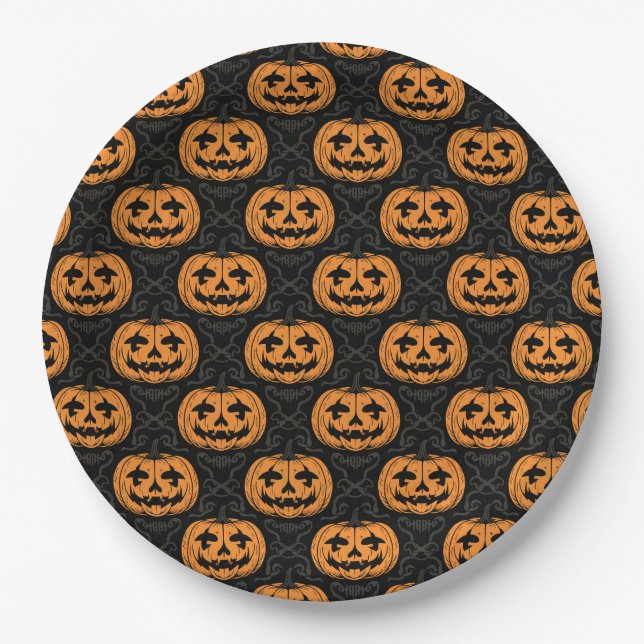 Prato De Papel Pumpkin Skull  (Frente)