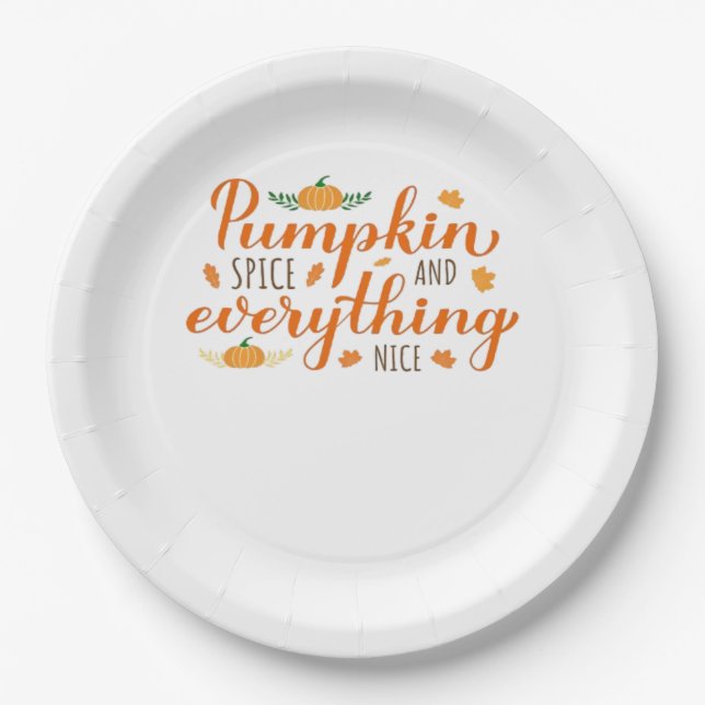 Prato De Papel Pumpkin Spice E Tudo O Que É Básico Design (Frente)