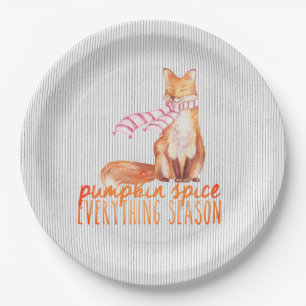Prato De Papel Pumpkin Spice Season Sitting Fox
