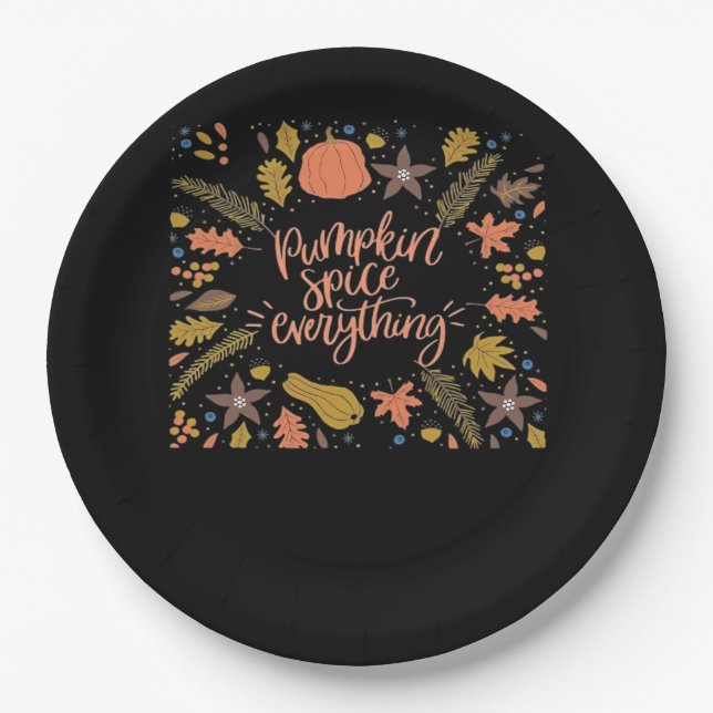 Prato De Papel Pumpkin Spice Tudo Engraçado Design (Frente)