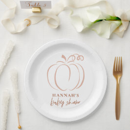 Prato De Papel Pumpkin Terracotta Boho Burnt Orange Chá de fralda