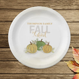 Prato De Papel Pumpkin Watercolor Elegante Gourd Fall Festival