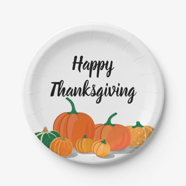 Prato De Papel Pumpkins de laranja (Frente)