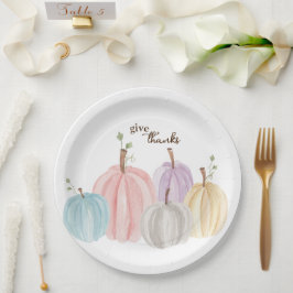 Prato De Papel Pumpkins de Pastel de Aquarela Cólvora Dá Obrigado