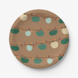 Prato De Papel Pumpkins e Luzes