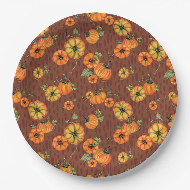 Prato De Papel Pumpkins Laranja/Ferrugem (Frente)
