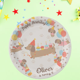 Prato De Papel Puppy Birthday Pawty Paper Plate
