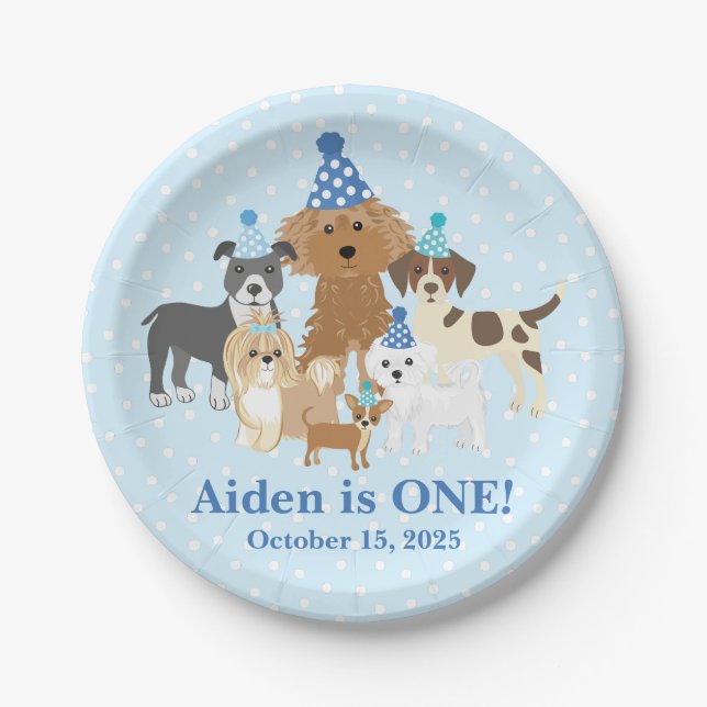 Prato De Papel Puppy Plate Personalized for your Birthday (Frente)
