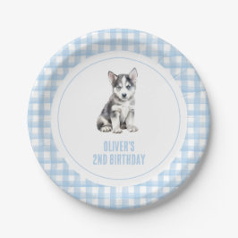 Prato De Papel Puppy preppy plaid birthday