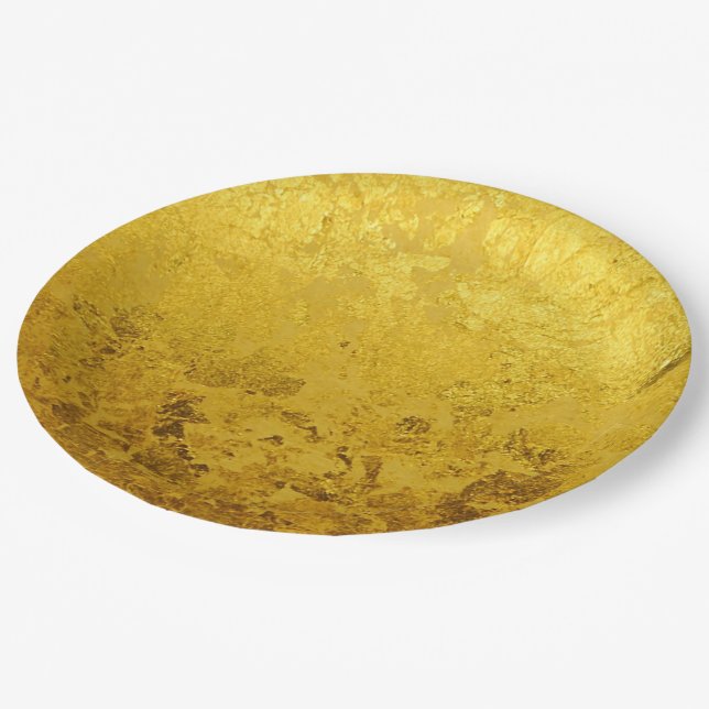 Prato De Papel PURE DOURADO padrão LEAF + texto/foto (Inclinado)