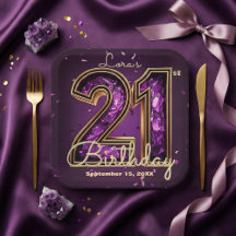 Purple Amethyst Crystal Gold 21st Birthday
