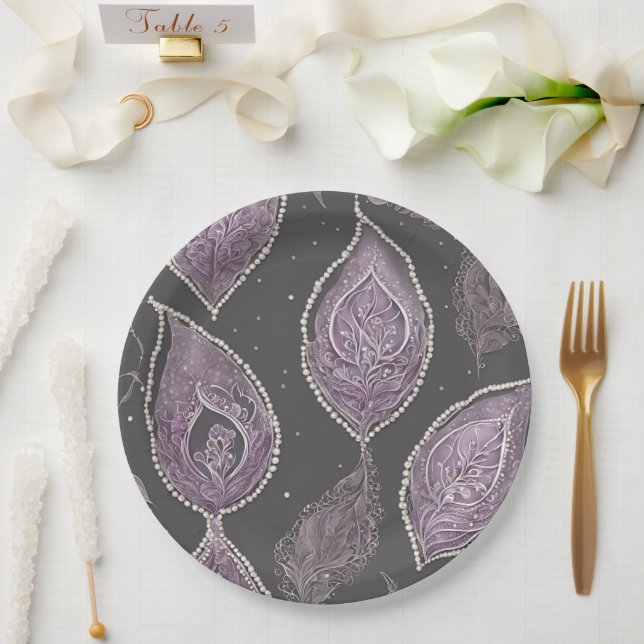 Prato De Papel Purple and dark gray AI art  (Casamento)