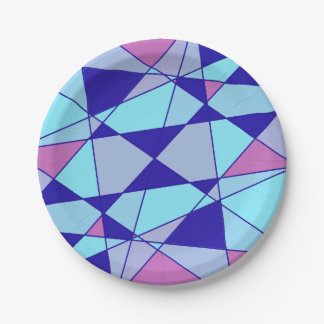 Prato De Papel Purple blue pink triangle abstract 